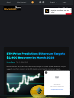 ETH Price Prediction: Ethereum Targets $2,400 Recovery by March 2026 - Blockchain.News