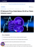 Pi Network Price Stalls Below $0.40 as Token Unlocks Loom?