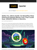 Shiba Inu, Move Aside: AI Identifies New Ethereum-Based Meme Coin That Could Soar 25043% Within 4 Months