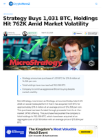 Strategy Expands Bitcoin Holdings to 762K Amid Volatility