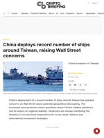 China deploys record number of ships around Taiwan, raising Wall Street concerns