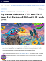 Top Meme Coin Buys for 2025: New ETH L2 Layer Brett Outshines DOGE and SHIB Hands Down