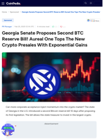 Georgia Senate Proposes Second BTC Reserve Bill! Aureal One Tops The New Crypto Presales With Exponential Gains