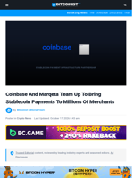 Coinbase And Marqeta Team Up To Bring Stablecoin Payments To Millions Of Merchants | Bitcoinist.com