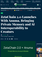 ZetaChain 2.0 Launches With Anuma, Bringing Private Memory and AI Interoperability to Creators - Crypto Daily
