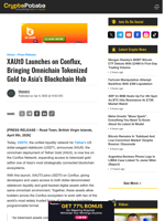 XAUt0 Launches on Conflux, Bringing Omnichain Tokenized Gold to Asia’s Blockchain Hub