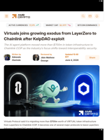 Virtuals joins growing exodus from LayerZero to Chainlink after KelpDAO exploit - AMBCrypto