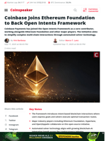 Coinbase Joins Ethereum Foundation to Back Open Intents Framework - Coinspeaker