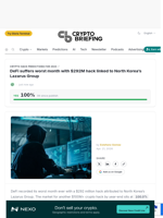 DeFi suffers worst month with $292M hack linked to North Korea's Lazarus Group
