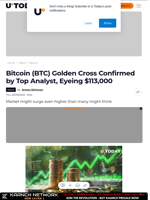 Bitcoin (BTC) Golden Cross Confirmed by Top Analyst, Eyeing $113,000