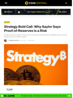 Strategy Bold Call: Why Saylor Says Proof-of-Reserves Is a Risk - CoinCentral