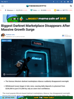 Biggest Darknet Marketplace Disappears After Massive Growth Surge - TheNewsCrypto