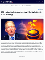 SEC Makes Digital Assets a Key Priority in 2026–2030 Strategy