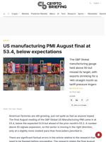 US manufacturing PMI August final at 53.4, below expectations