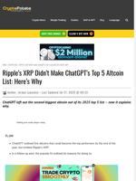 Ripple’s XRP Didn’t Make ChatGPT’s Top 5 Altcoin List: Here’s Why
