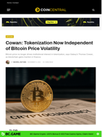 Cowan: Tokenization Now Independent of Bitcoin Price Volatility - CoinCentral