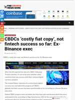 CBDCs ‘costly fiat copy’, not fintech success so far: Ex-Binance exec - The Crypto News Wire