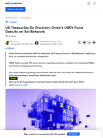 Ondo Finance Launches USDY on Sei Blockchain