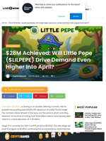 $28M Achieved: Will Little Pepe ($LILPEPE) Drive Demand Even Higher Into April? | Live Bitcoin News