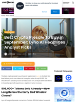 Best Crypto Presale To Buy in September: Lyno AI Headlines Analyst Picks | Live Bitcoin News