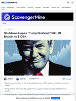 Shutdown Hopes, Trump Dividend Talk Lift Bitcoin to $106K - BeInCrypto