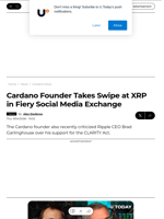 Cardano Founder Takes Swipe at XRP in Fiery Social Media Exchange - U.Today