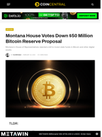 Montana House Votes Down $50 Million Bitcoin Reserve Proposal - CoinCentral