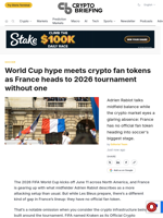 World Cup hype meets crypto fan tokens as France heads to 2026 tournament without one