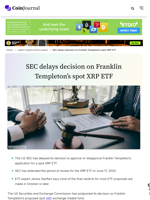 SEC delays decision on Franklin Templeton’s spot XRP ETF
