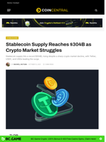 Stablecoin Supply Reaches $304B as Crypto Market Struggles - CoinCentral