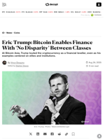 Eric Trump: Bitcoin Enables Finance With ‘No Disparity’ Between Classes - Decrypt