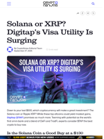 Solana or XRP? Digitap’s Visa Utility Is Surging