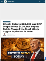Bitcoin Rejects $68,000 and XRP Drops Below $1.30, but Pepeto Builds Toward the Most Likely Crypto Explosion in 2026 - TechBullion