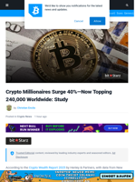 Crypto Millionaires Surge 40%—Now Topping 240,000 Worldwide: Study