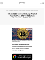 Bitcoin 703 Days Post-Halving: Analyst Predicts When BTC Could Bottom