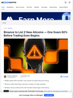 Binance Listing Announcement Sends 2 Altcoins on a Tear