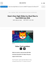 Here’s How High Shiba Inu Must Rise to Turn $100 Into $1M