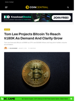 Tom Lee Projects Bitcoin To Reach $180K As Demand And Clarity Grow