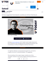 Satoshi Was AI, Binance's CZ Quips