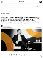 Bitcoin Giant Strategy Isn't Panicking—Unless BTC Crashes to $10K: CEO - Decrypt