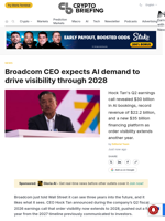 Broadcom CEO expects AI demand to drive visibility through 2028