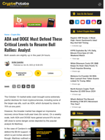 ADA and DOGE Must Defend These Critical Levels to Resume Bull Rallies: Analyst