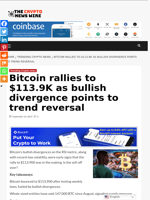 Bitcoin rallies to $113.9K as bullish divergence points to trend reversal - The Crypto News Wire