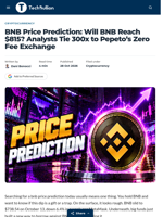 BNB Price Prediction: Will BNB Reach $815? Analysts Tie 300x to Pepeto's Zero Fee Exchange - TechBullion