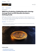 BNB Price Prediction: Stalling Beneath a Moving-Average Stack as $751 Remains the Week's Defining Hurdle - Blockchain.News