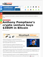 Anthony Pompliano’s crypto venture buys $386M in Bitcoin - The Crypto News Wire