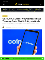 GENIUS Act Clash: Why Coinbase Says Treasury Could Risk U.S. Crypto Goals - CoinCentral