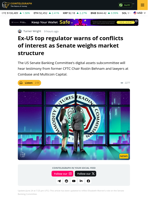 Ex-CFTC Chair Warns Of Conflicts Of Interest As Senate Weighs Market Structure