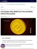 CZ Explains Why BNB Price Thrived While Others Plummeted