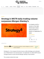 Strategy's MSTR daily trading volume surpasses Morgan Stanley's